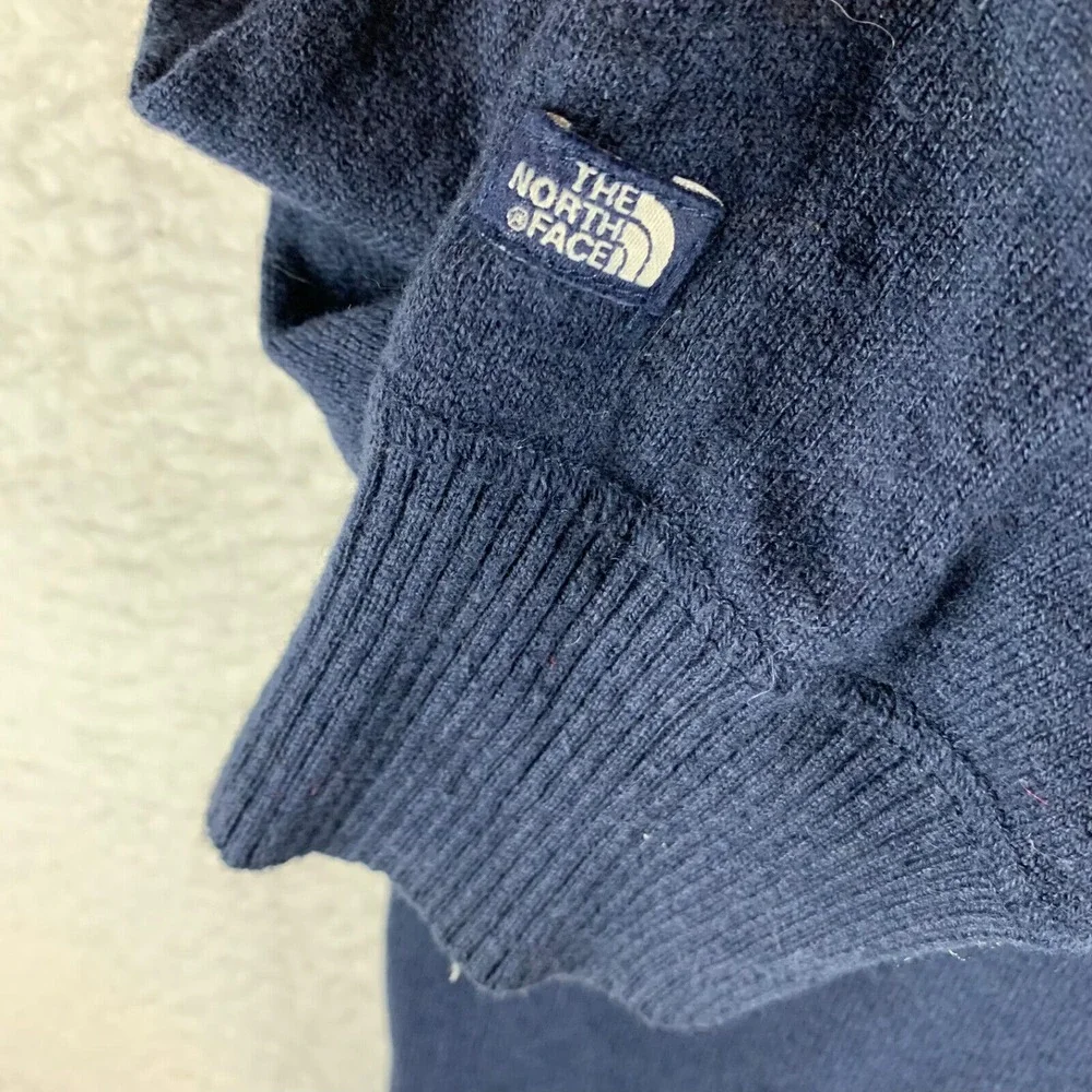 The North Face Men's 1/4 Zip Wool Blend‎ Navy Blue Pullover Knit Sweater Size S